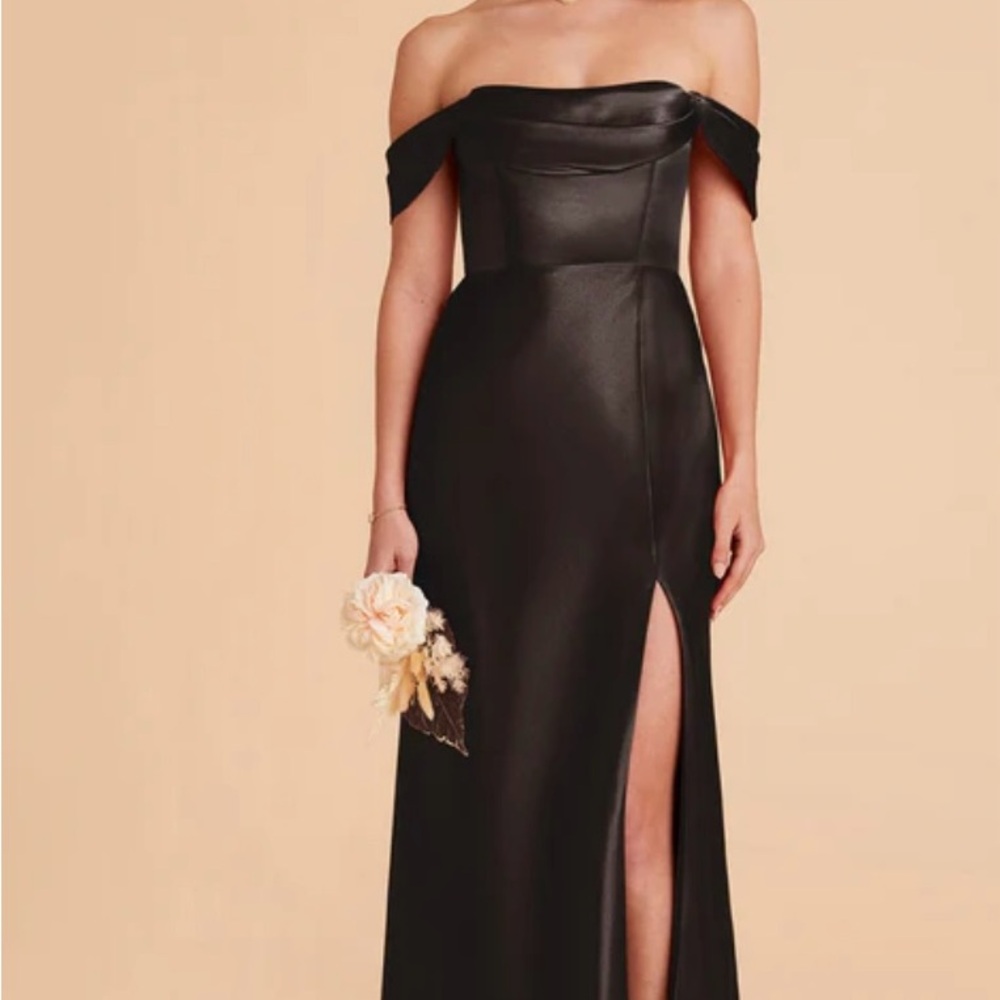 Birdey Grey Mia Convertible Shiny Black Satin Dress